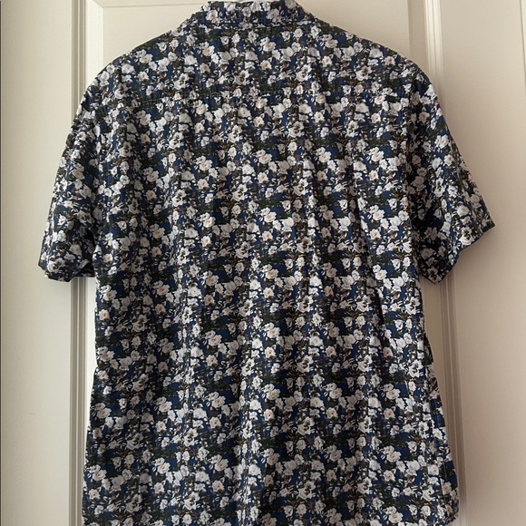 Smash floral button down short sleeves pocket front shirt men’s size XL blue - Picture 3 of 10